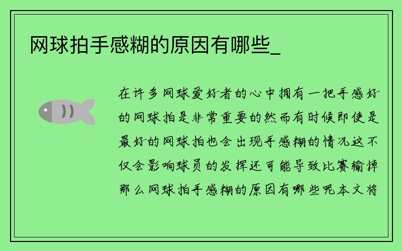 网球拍手感糊的原因有哪些_